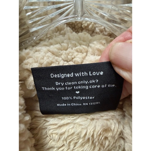 Popflex So Magical Teddy Hoodie Tan Sherpa Cropped Fleece Womens SM Cozy Pocket - Picture 3 of 7